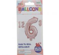 ROSE GOLD #6 FOIL BALLOON 16IN