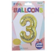 GOLD #3 FOIL BALLOON 34 INCH