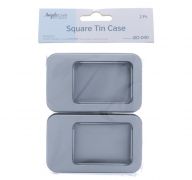 SQUARE TIN CASE WITH WINDOW 87 X 60 X 25 MM