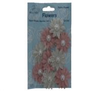 9ct Canvas Burlap Adhesive Flower wPearl  