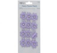 FABRIC FLOWER PATCH PURPLE WITH STONE