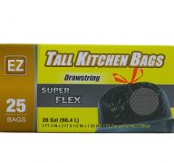 TALL KITCHEN DRAWSTRING 26 GALLOON2 FT 4 INCH X 2 FT 9.5 INCH X 1.05 MIL 25 BAGS