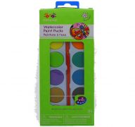 WATERCOLOR PAINT PUCKS 12 COLORS WITH BRUSH  