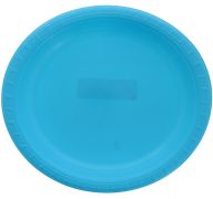 LIGHT BLUE PLASTIC PLATE 9 INCH 8 COUNT