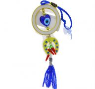 EVIL EYE IN GOLD CIRCLE AND HORSE CHARM