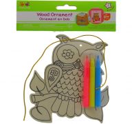 OWL DIY WOOD ORNAMENT KIT WITH 3 MARKERS  XXX DIS