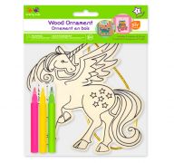 WOODEN UNICORN ORNAMENT WITH MARKERS  XXX DIS