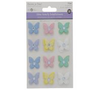 GLITTER BUTTERFLY EMBELLISHMENTS 3D 12PC