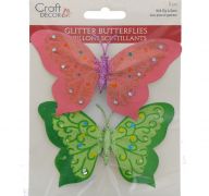 GLITTER GEM BUTTERFLIES 2 PACK 10 X 7 CM XXX DIS