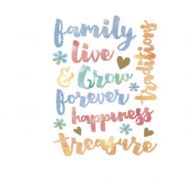 WATERCOLOR STICKER WITH FAMILY PHRASES 15 PC