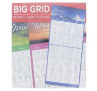 BIG GRID WALL CALENDAR 16 MONTH 2020