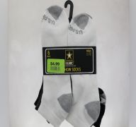 US ARMY NO SHOW SOCKS 6 PACK WHITE AND. BLACK