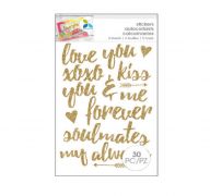 GOLD ROMANTIC GLITTER STICKERS 30 PC