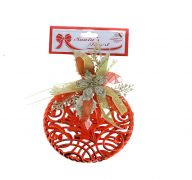 RED ORNAMENT WITH BOW DCOR 14 CM