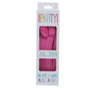 HOT PINK PLASTIC CUTLERY 18 COUNT  