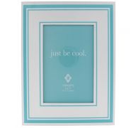 WHITE AND BABY BLUE FRAM 5 INCH X 7 INCH