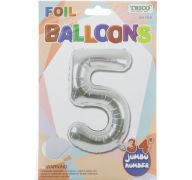 SILVER 5 MYLAR BALLOON 34 INCH