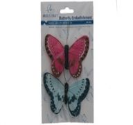 2pcpk Butterfly Embellishment Blue and Pink  