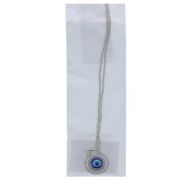 SILVER ROUND CIRCLE EVIL EYE NECKLACE