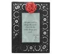 BLACK LACE RED ROSE FRAME 4X6 INCH