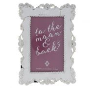 WHITE FLORAL FRAME 4 INCH X 6 INCH
