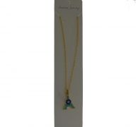 GOLD BLUE EYE TRUQUOISE TOWER NECKLACE  