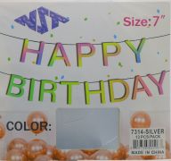 SILVER HAPPY BIRTHDAY 7 INCH BANNER