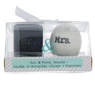 SQUARE AND ROUND MR. AND MRS. SALT AND PEPPER SHAKER SET