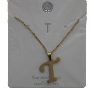 T GOLD-SILVER  LETTER NECKLACE