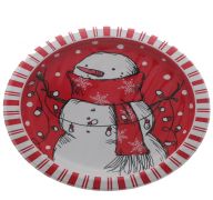 RED STRIPES SNOWMAN PLATE 7 INCH