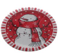 RED STRIPES SNOWMAN PLATE 9 INCH