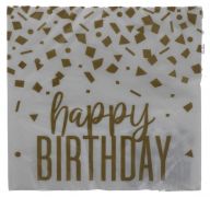 HAPPY BIRTHDAY GOLD AND WHITE NAPKINS XXX