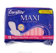 MAXI REGULAR PADS WITH WINGS 12 COUNT
