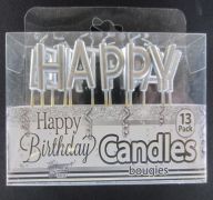 CANDLE HAPPY B-DAY SILVER