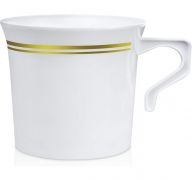 12.99 GOLD WHITE TEA CUPS 20 PACK  