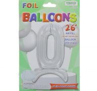 # 0 SILVER BALLOON WITH STAND 26 INCH