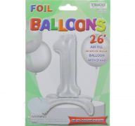 # 1 SILVER BALLOON WITH STAND 26 INCH  