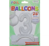 # 3 SILVER BALLOON WITH STAND 26 INCH  