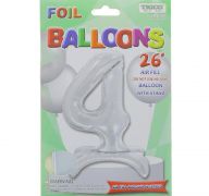 # 4 SILVER BALLOON WITH STAND 26 INCH