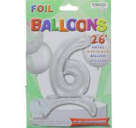 # 6 SILVER BALLOON WITH STAND 26 INCH  