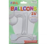 # 7 SILVER BALLOON WITH STAND 26 INCH  