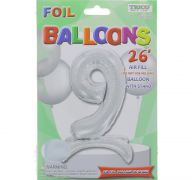 # 9 SILVER BALLOON WITH STAND 26 INCH  