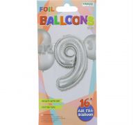 #9 SILVER 16 INCH AIR FILLED BALLOON