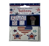 1.99 PATRIOTIC GLOW IN THE DARK TATTOOS