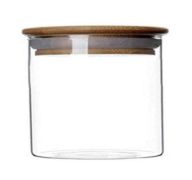 2.99 GLASS CONTAINER WITH WOODEN LID 16.9 FL OZ