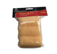 DELUXE PAINT ROLLER 3 INCH COVER 3/8 INCH PILE 3 COUNT