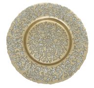9.99 WIRE NET GLASS CHARGER PLATE 13 INCH GOLD