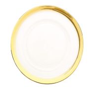 9.99 GLASS GOLD CHARGER 13 INCH WITH 2.3 CM METALLIC RIM 