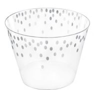 2.49 PLASTIC SERVING BOWL 6 INCH WITH DOT PATTERN SILVER