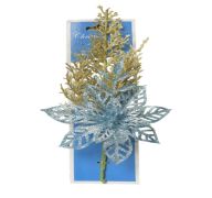 1.99 BLUE AND GOLD FLOWER GLITTER CHRISTMAS